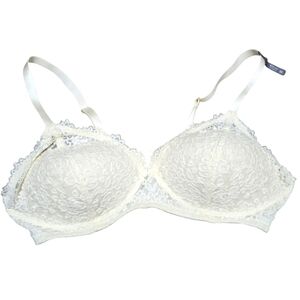 NWT Real Happy Wireless San Armature White Lace Padded Bra 38C